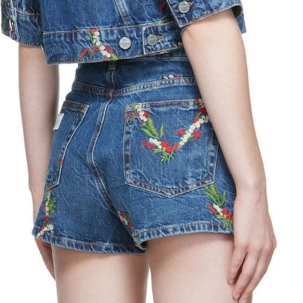 Ganni Embroidered Denim Women's Shorts Sz. 26